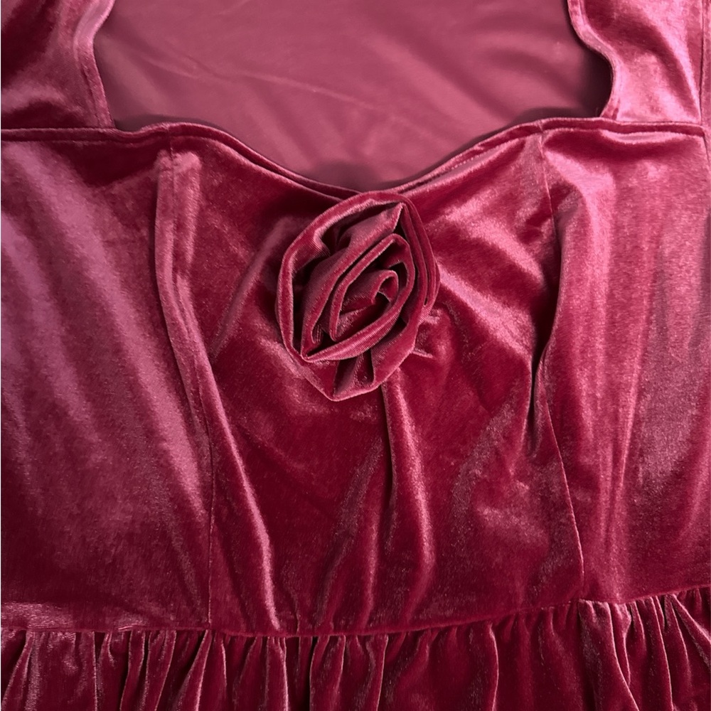 MAKE OFFER Elegant Velvet Long Sleeve Cherry Splash Plus Size Dress 1X - Picture 9 of 15